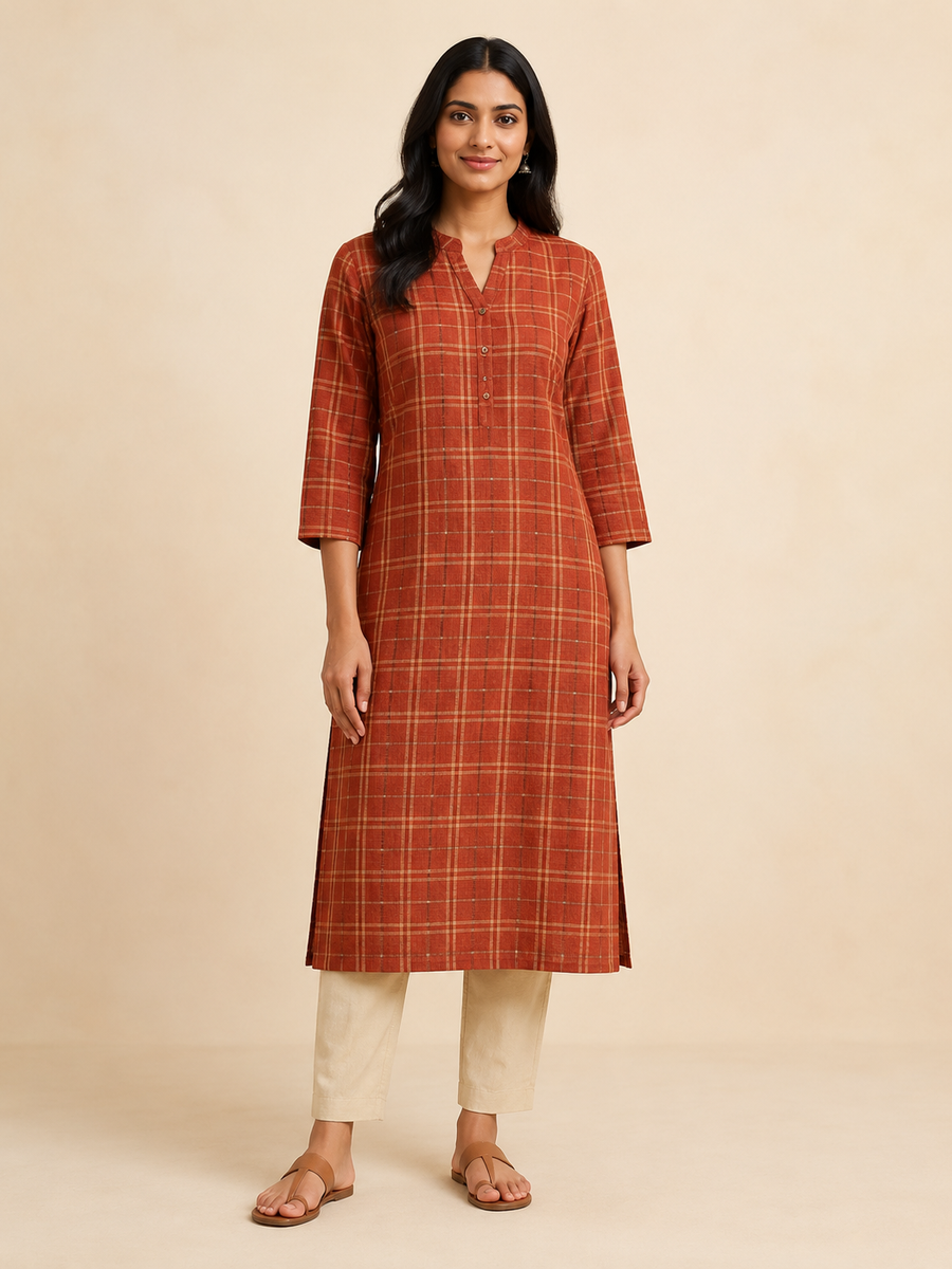 Handloom Check Kurta