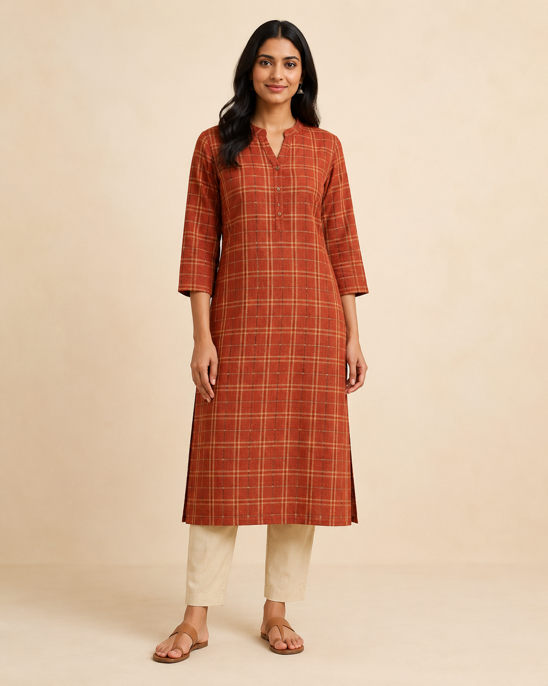 Handloom Check Kurta