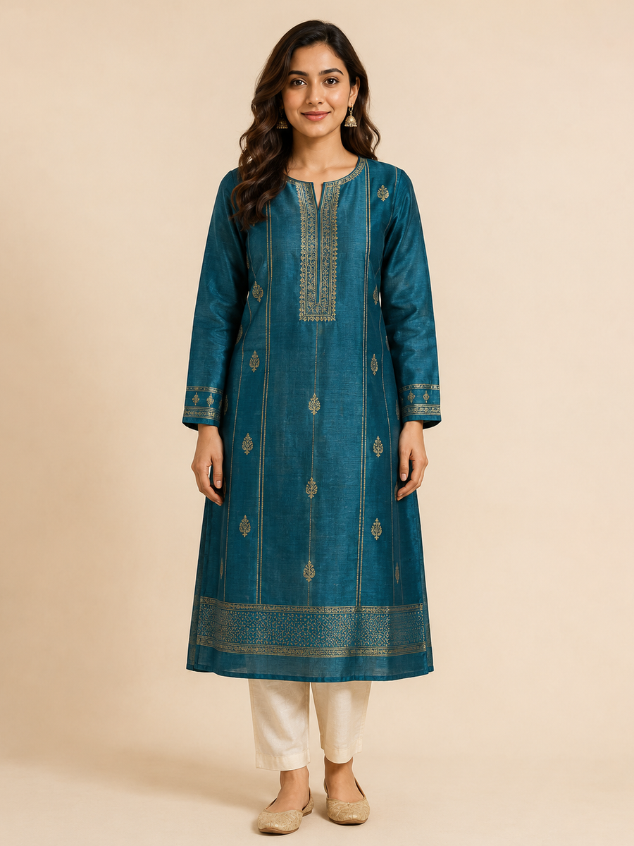Chanderi Panel Kurta