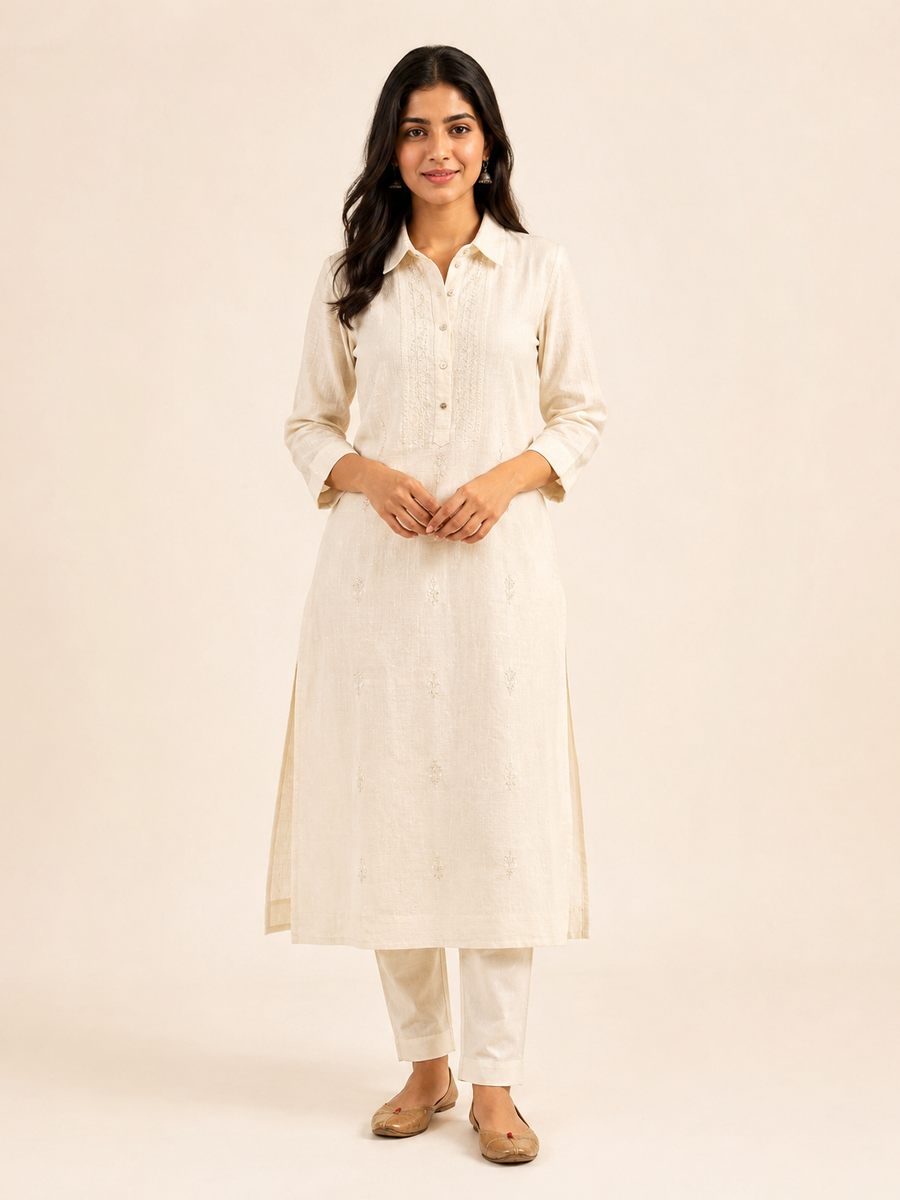 Linen Collar Kurta