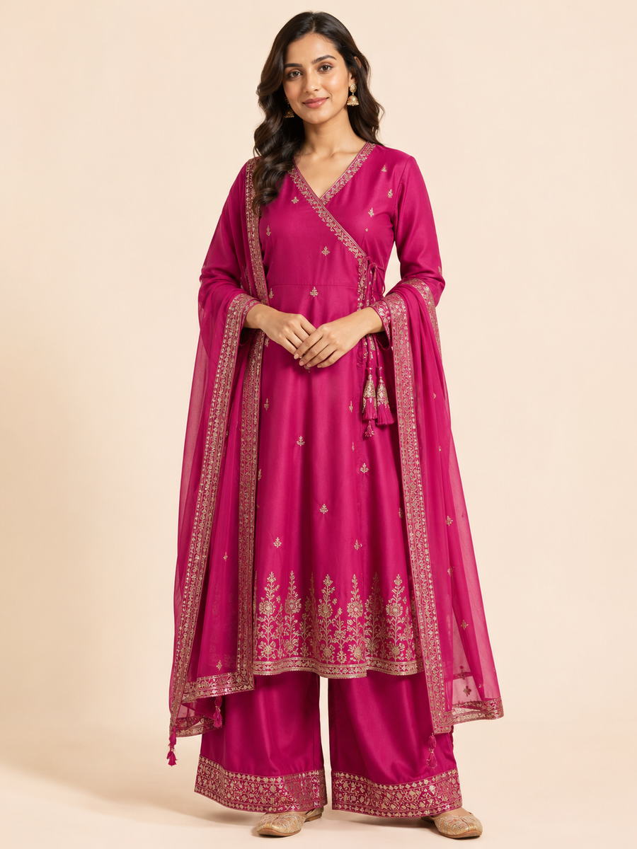 Angrakha Kurta Dupatta Set