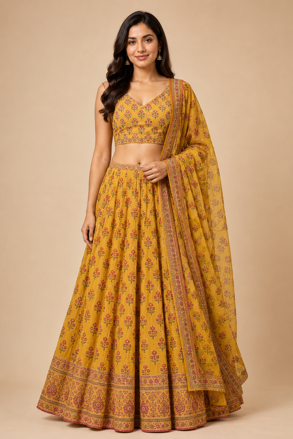 Printed Cotton Lehenga Set