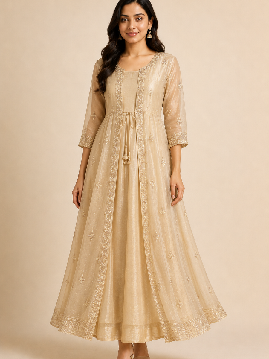 Chanderi Overlay Dress