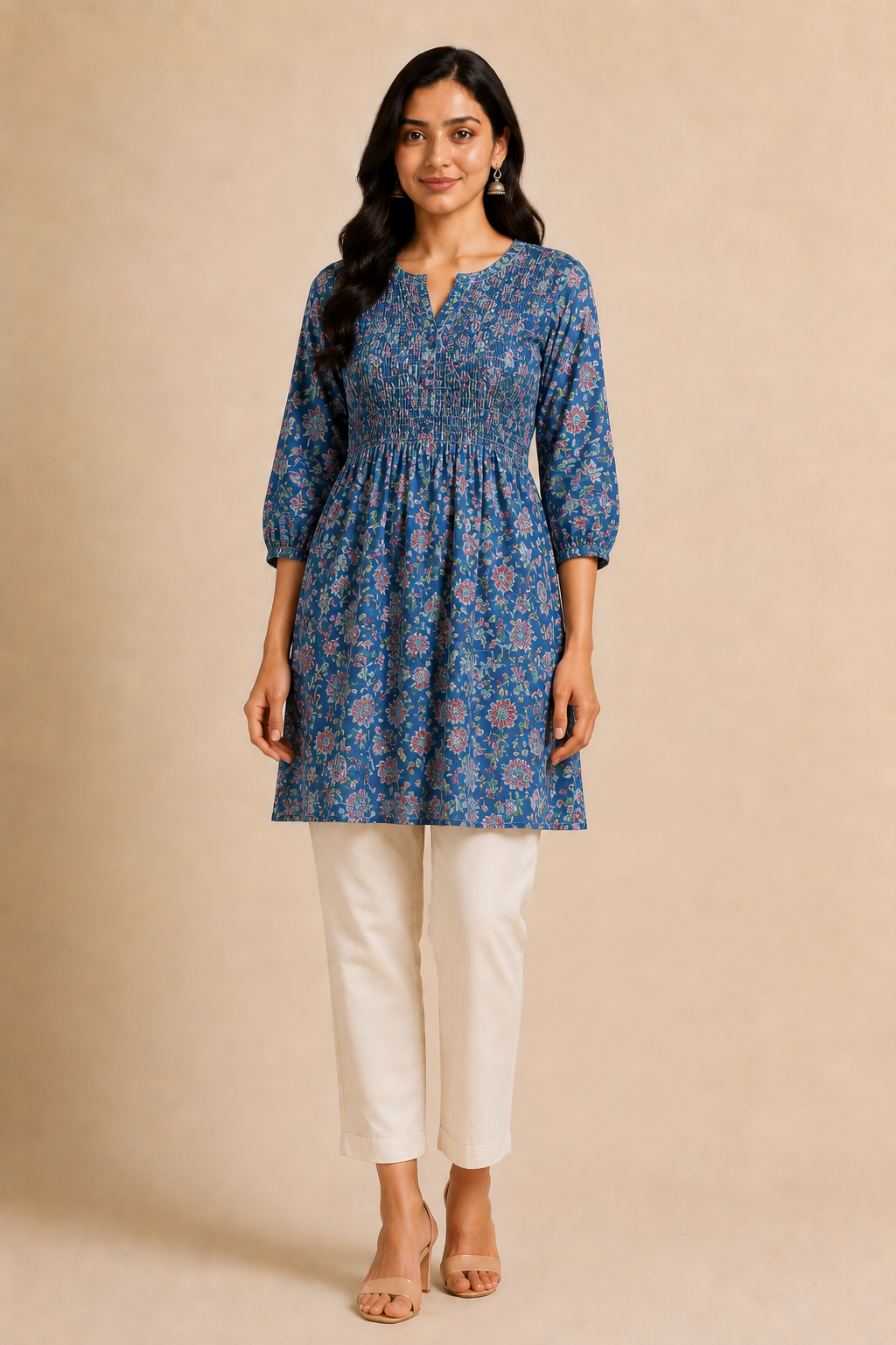 Smocked Floral Kurti