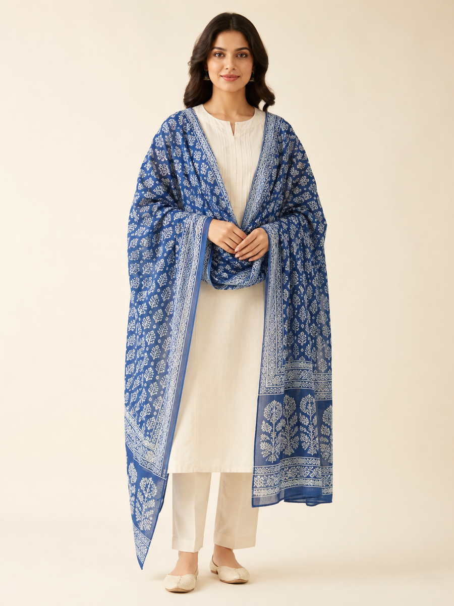 Block Print Cotton Dupatta